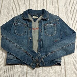Juniors size L Tommy Jeans cropped denim jacket.
